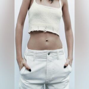 Zara distressed knitting crop top